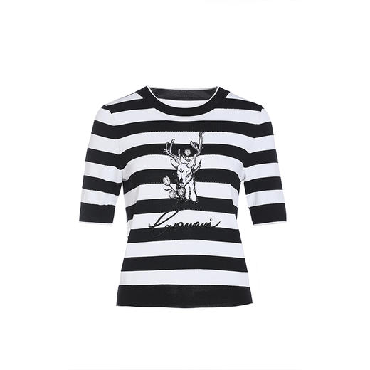 乔万尼针织衫新款黑白条纹通勤简约设计感EM2M913 商品图4