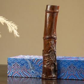 清 紫檀木雕知足竹节臂搁