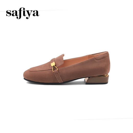 Safiya/索菲娅2024秋高级感羊皮英伦方头复古粗跟软底通勤单鞋 SF43112138 商品图5