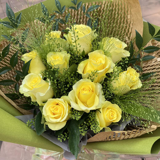 【玫瑰的故事】11朵黄玫瑰精品花束 商品图2
