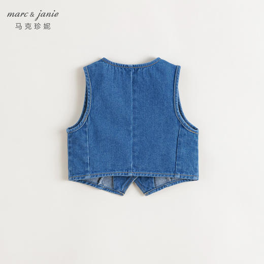 马克珍妮2024年秋装新款 女童百搭复古V领纯棉牛仔马甲 241359 商品图3