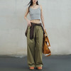 马登女装植物系穿搭复古个性泼墨阔腿裤夏纯棉直筒松紧腰休闲工装长裤 商品缩略图4