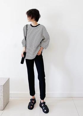 8005#天花板条纹T恤