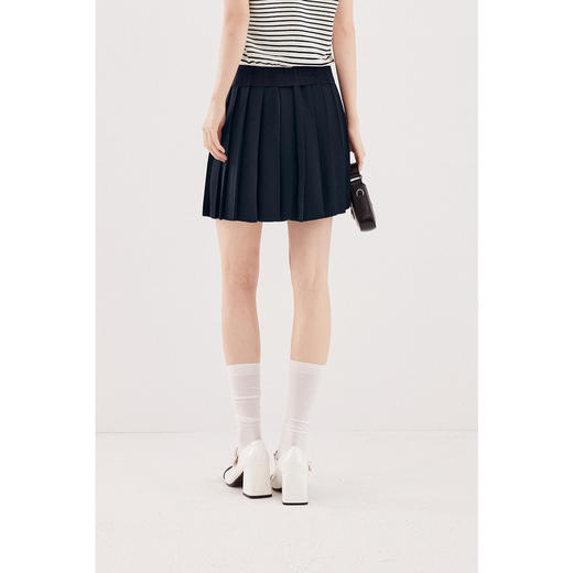 【严选】诗凡黎学院风针织百褶半身裙2024秋新款高知千金感遮胯显瘦短裙女SF7140891 商品图4