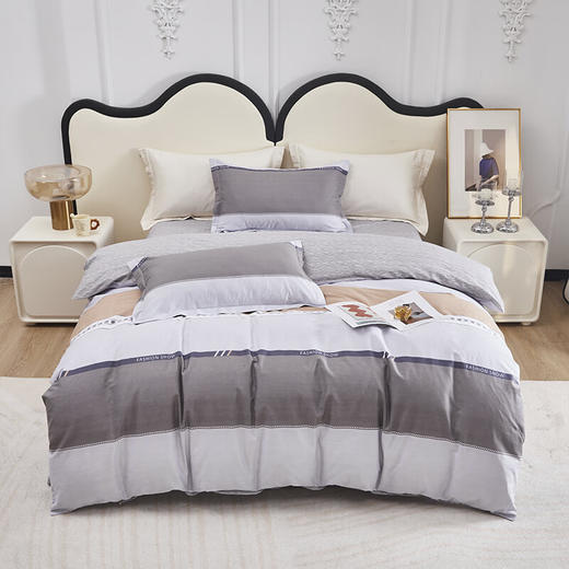 红蜻蜓亲肤棉床上四件套小清新床上田园风床单被套学生宿舍-时尚雅致 被套200*230cm 商品图1