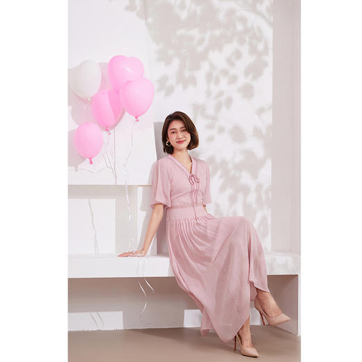 乔万尼100%桑蚕丝真丝连衣裙新款收腰减龄EM2E729 商品图2