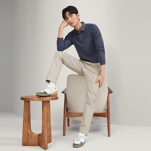 【不变形领】柒牌polo衫男士长袖2024秋冬新款商务百搭华夫格T恤 127T70290 商品图3