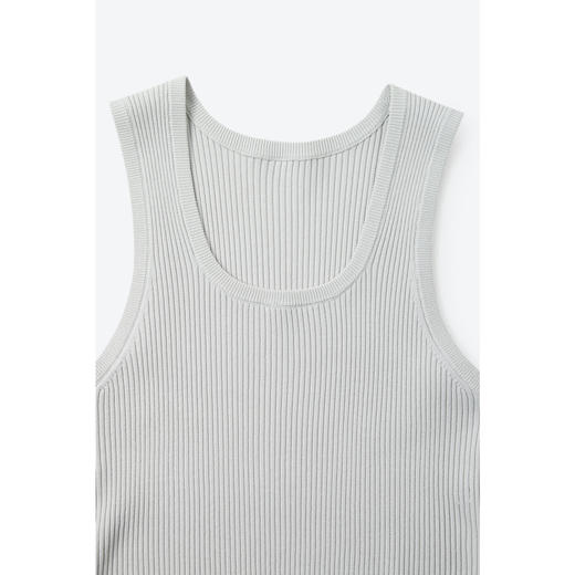 【严选】诗凡黎U领纯色针织背心2024秋新款简约气质黑色无袖套头内搭上衣SF7131441 商品图3