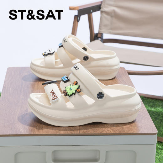 星期六美式风卡通厚底休闲凉拖SSC211562A 商品图0