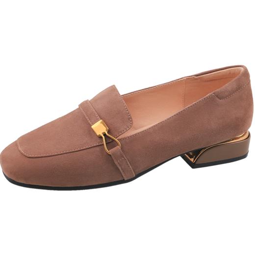 Safiya/索菲娅2024秋高级感羊皮英伦方头复古粗跟软底通勤单鞋 SF43112138 商品图6