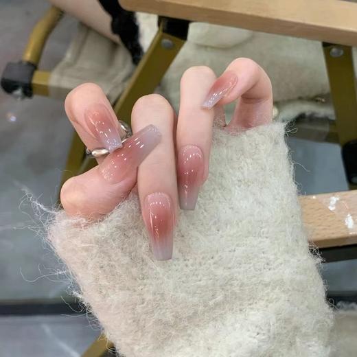 蜜桃腮红法式中长小红书美甲穿戴甲网红纯欲风同款美甲贴片指甲片 商品图6