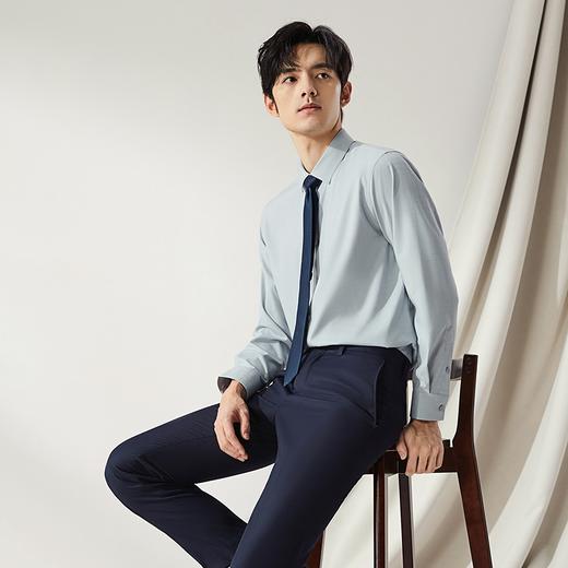【高端系列】柒牌男士长袖衬衫2024秋季新款商务休闲几何提花衬衣	127A70970 商品图1