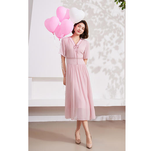 乔万尼100%桑蚕丝真丝连衣裙新款收腰减龄EM2E729 商品图1