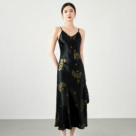 高品质法式气质女人味印花醋酸吊带打底外穿连衣裙WLZD2415108