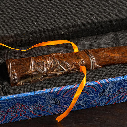 清 紫檀木雕知足竹节臂搁 商品图4