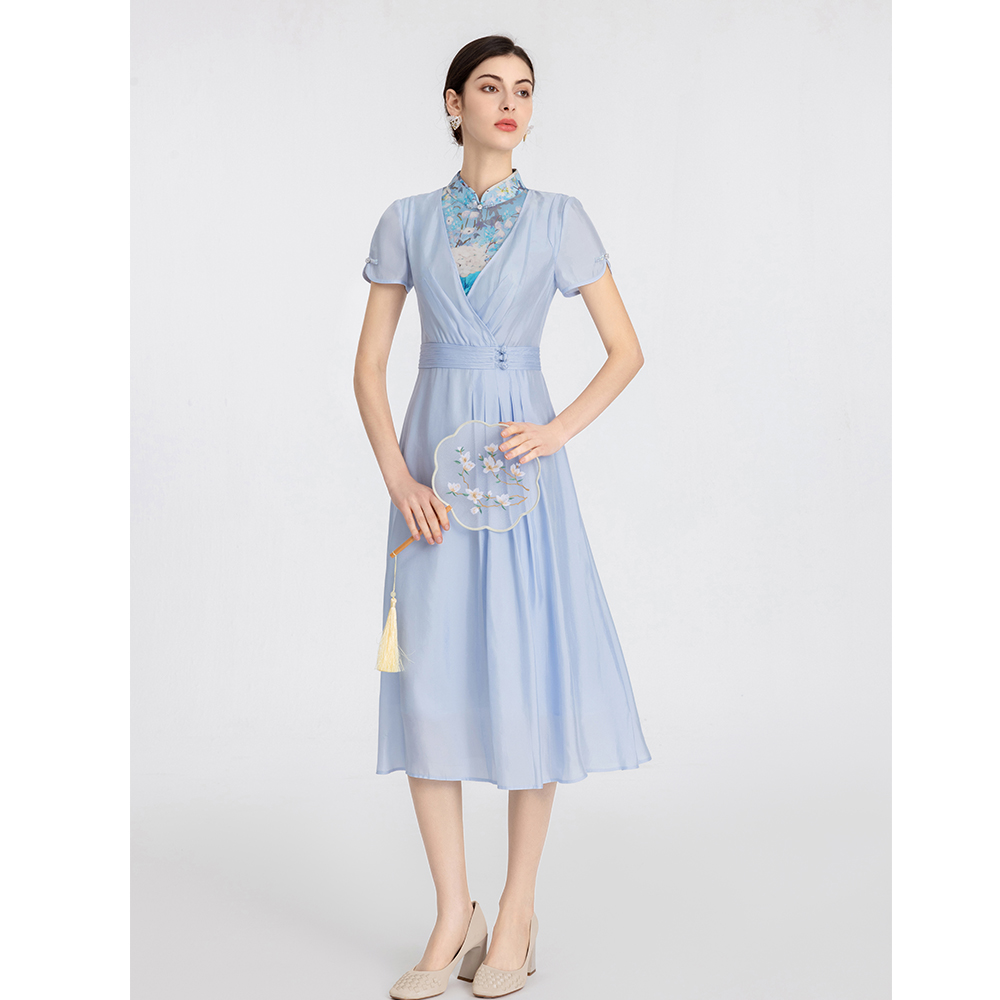 司歌国风短袖改良旗袍连衣裙短袖优雅端庄A891109X