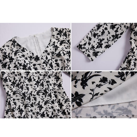 司歌v领七分袖连衣裙春秋端庄知性A891217X 商品图1