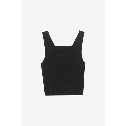 【严选】诗凡黎白色短款针织背心2024秋新款黑色方领内搭打底套头上衣SF7131431 商品图1