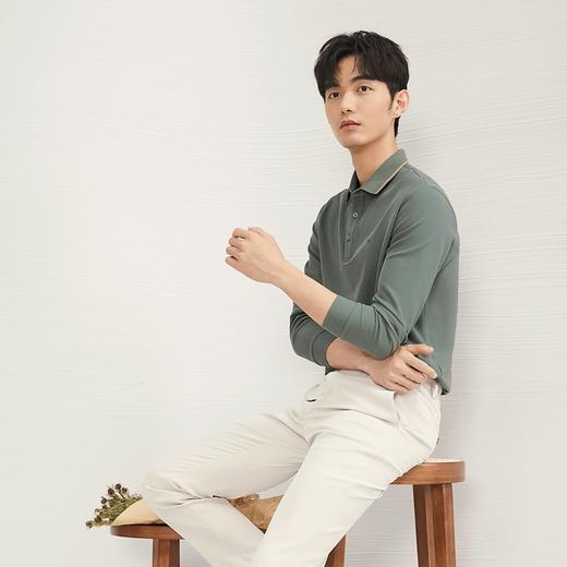 【5A抗菌2A防螨】柒牌长袖Polo衫男春秋新款薄款商务休闲翻领上衣	127T70190 商品图4