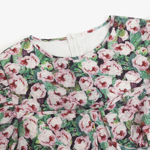 西遇碎花连衣裙春夏新款印花A字长裙泡泡袖茶歇裙10520350 商品图5