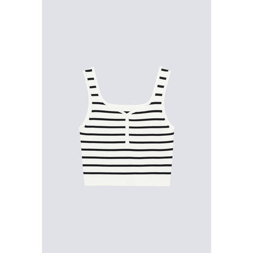 【严选】【心动毛衣】诗凡黎条纹大U领修身打底背心2024秋新款内搭上衣女SF7131081 商品图1