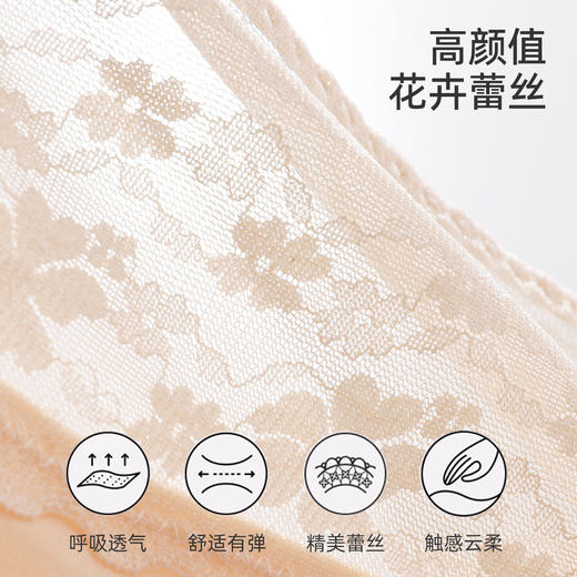 【3条装】熳洁儿 高腰蕾丝内裤收腹提臀女士内裤纯棉底档24752101 商品图3