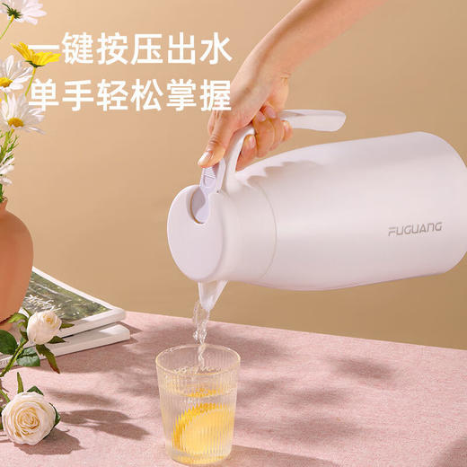 富光保温壶家用保温水壶玻璃内胆欧式水壶大容量热水瓶暖瓶保温瓶 白色1600ML 商品图3