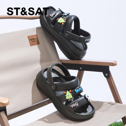 星期六美式风卡通厚底休闲凉拖SSC211562A 商品图2