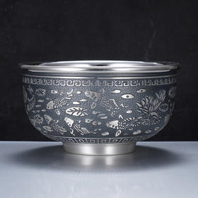 子佩集S999银年年有余碗摆件【BX008021202-1】纯银餐具2406