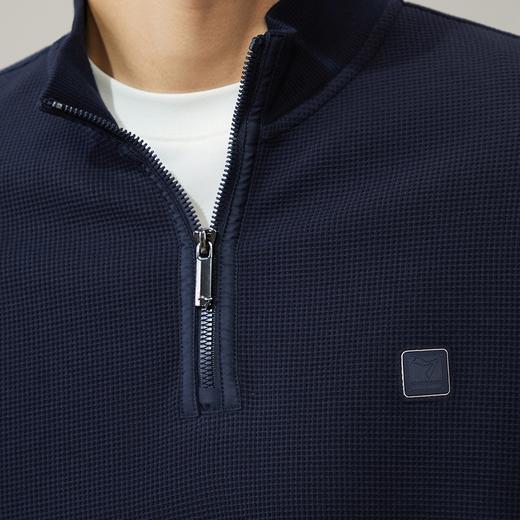 【华夫格】柒牌男士立领卫衣2024秋季新款休闲半开襟时尚百搭上衣 127W70210 商品图2