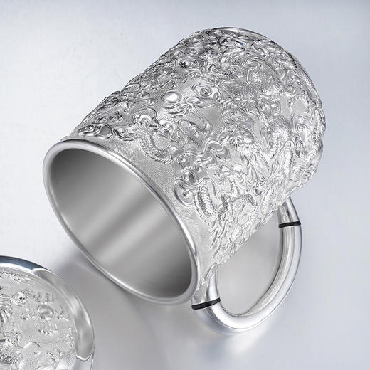 子佩集S999银【飞龙乘云】口杯摆件【FS016】纯银茶杯摆件办公杯摆件2406 商品图4