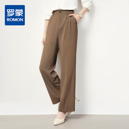 【后侧松紧腰】罗蒙女士休闲裤时尚简约大众商务百搭阔腿裤女 商品图0