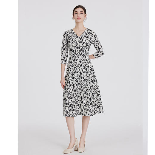 司歌v领七分袖连衣裙春秋端庄知性A891217X 商品图4