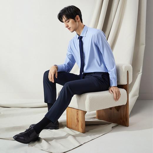 【高端系列】柒牌男士长袖衬衫2024秋季新款商务休闲含莫代尔衬衣	127A70980 商品图3
