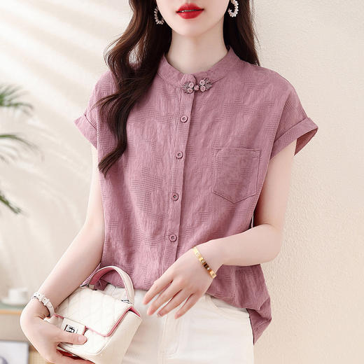新中式国风盘扣，短袖上衣衬衫KQL-458H3506 商品图3