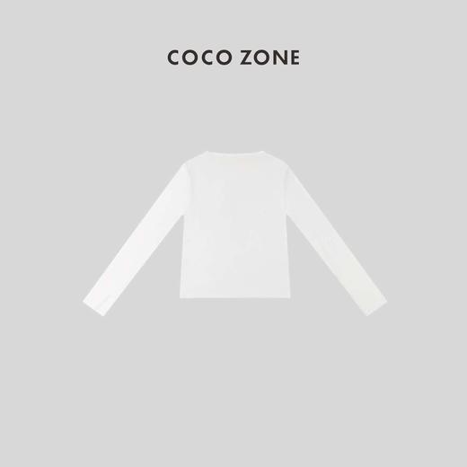 COCO ZONE 通勤风V领长袖打底衫显瘦贴身T上衣 23C18757 商品图1