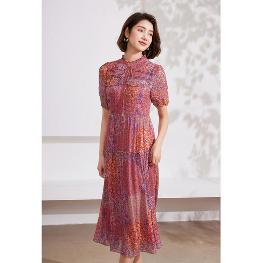 乔万尼真丝连衣裙100%桑蚕丝新款法式碎花EM2E879 商品图2