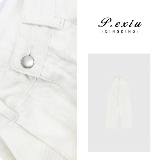 03-4潘依绣丁丁宠粉PanYiXiu/潘依绣100%棉立体剪裁褶皱设计松弛随性牛仔长裤 D6589 商品图0