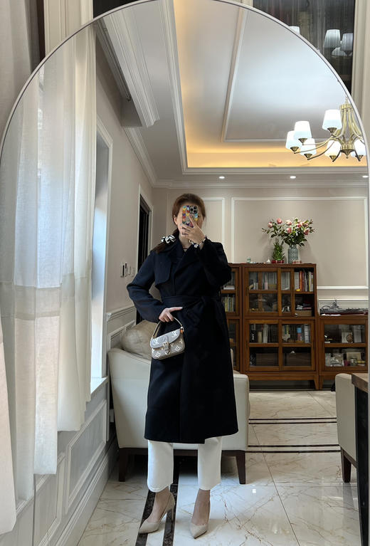 75-5正品th 骨折清仓 刘敏涛 羊毛羊绒混纺 系带长款大衣 超超值 商品图14