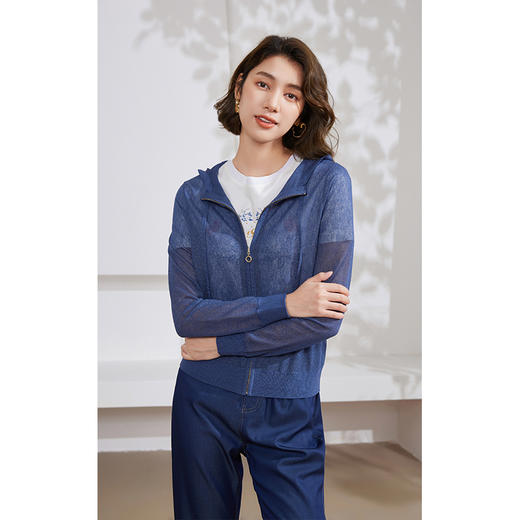 【两色可选】乔万尼运动连帽针织衫连帽开衫夏季新款外套EM2M888 商品图2