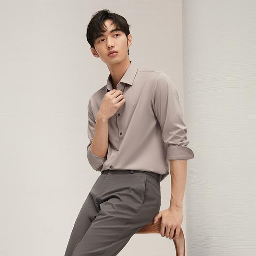 【兰精莫代尔】柒牌男士长袖衬衫男2024秋季新款商务百搭翻领衬衣	127A70990 商品图1