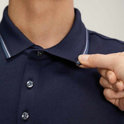 【5A抗菌2A防螨】柒牌男装长袖Polo衫男秋季新款商务休闲翻领T恤	127T70310 商品图2