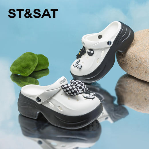 星期六时髦撞色厚底百搭洞洞鞋SSC21101AB 商品图0