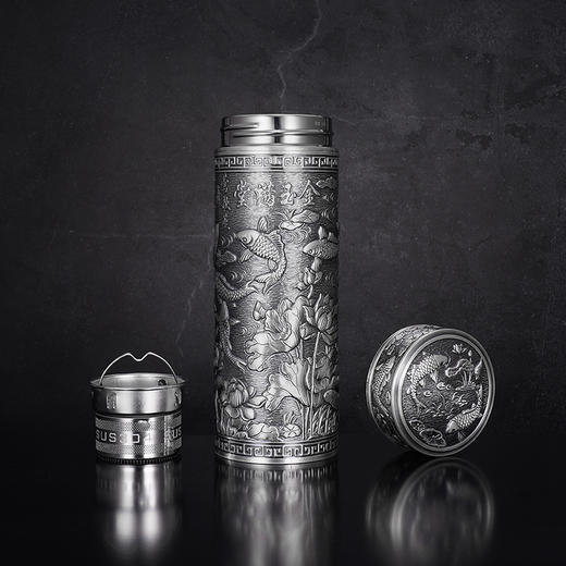 子佩集S999银【年年有余】杯摆件【DLBJB0035-136】纯银内胆泡茶杯2406 商品图2