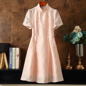 夏年轻款粉色少女款改良大摆旗袍连衣裙ZSM230303