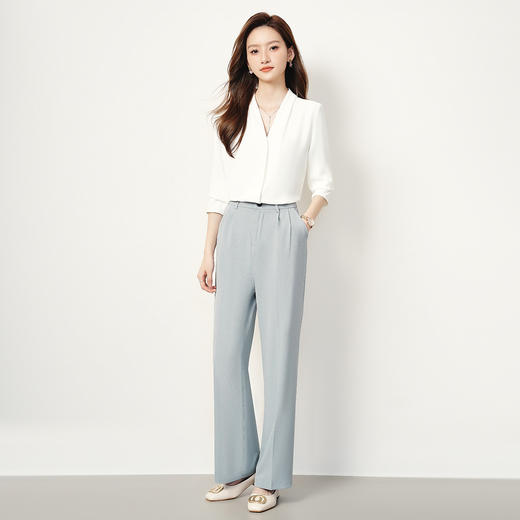 【后侧松紧腰】罗蒙女士休闲裤时尚简约大众商务百搭阔腿裤女 商品图11