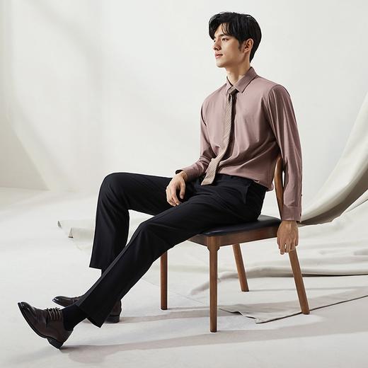 【高端系列】柒牌男士长袖衬衫2024秋季新款商务休闲几何提花衬衣	127A70970 商品图3