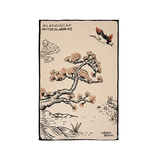 大英博物馆 东方梦境系列 竹报平安 青松飞鹤 提花 半边绒 午睡毯 沙发毛毯 商品图6