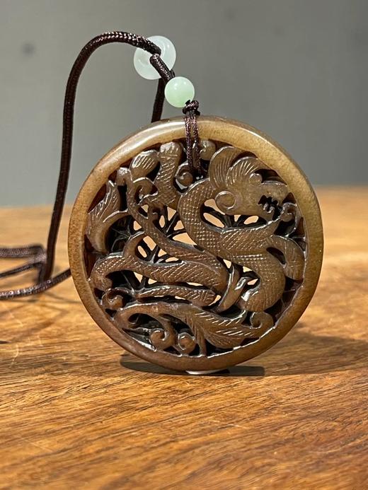 和田褐玉鏤雕龙纹瓦子牌，顺丰包邮 商品图12