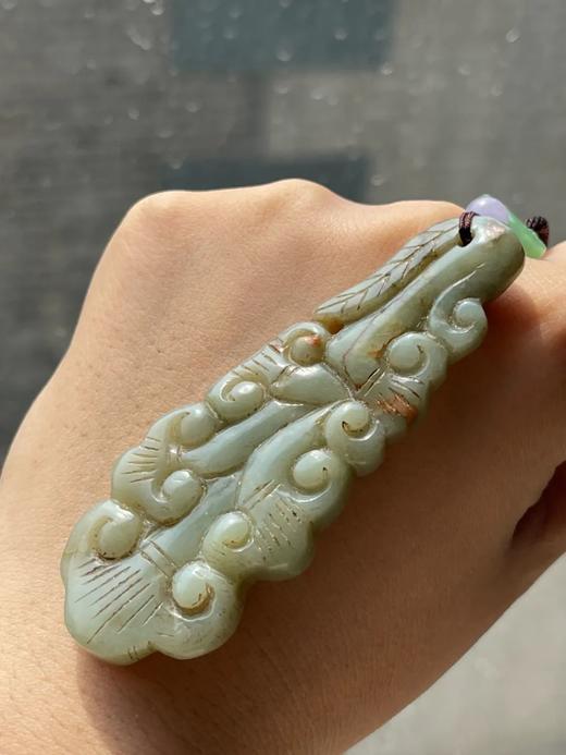 褐沁白玉雕云纹如意，顺丰包邮 商品图1